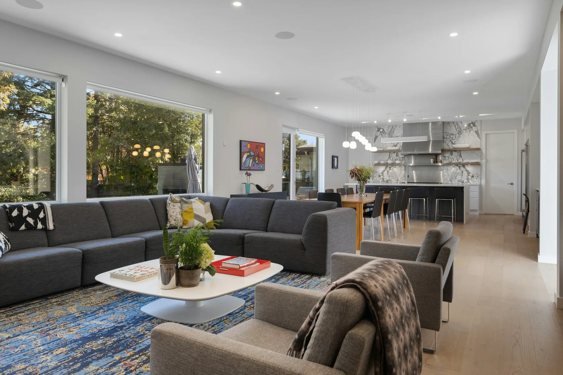 Bright living room prepared for listing photos